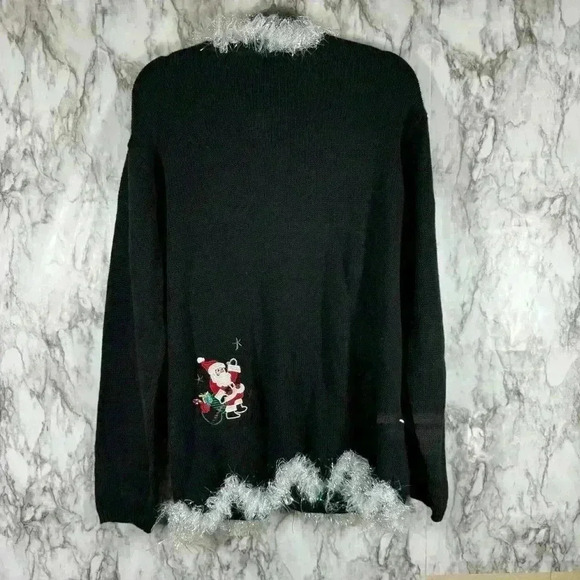 Holiday Editions Vtg Christmas Button Up Sweater Cardigan Womens Size L - Picture 2 of 7